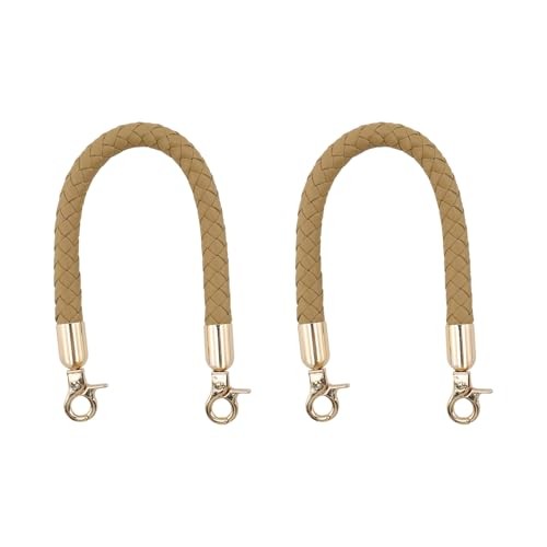 2pcs Braided Handbag Straps – 11.8 Inch Short PU Leather Replacement Beige