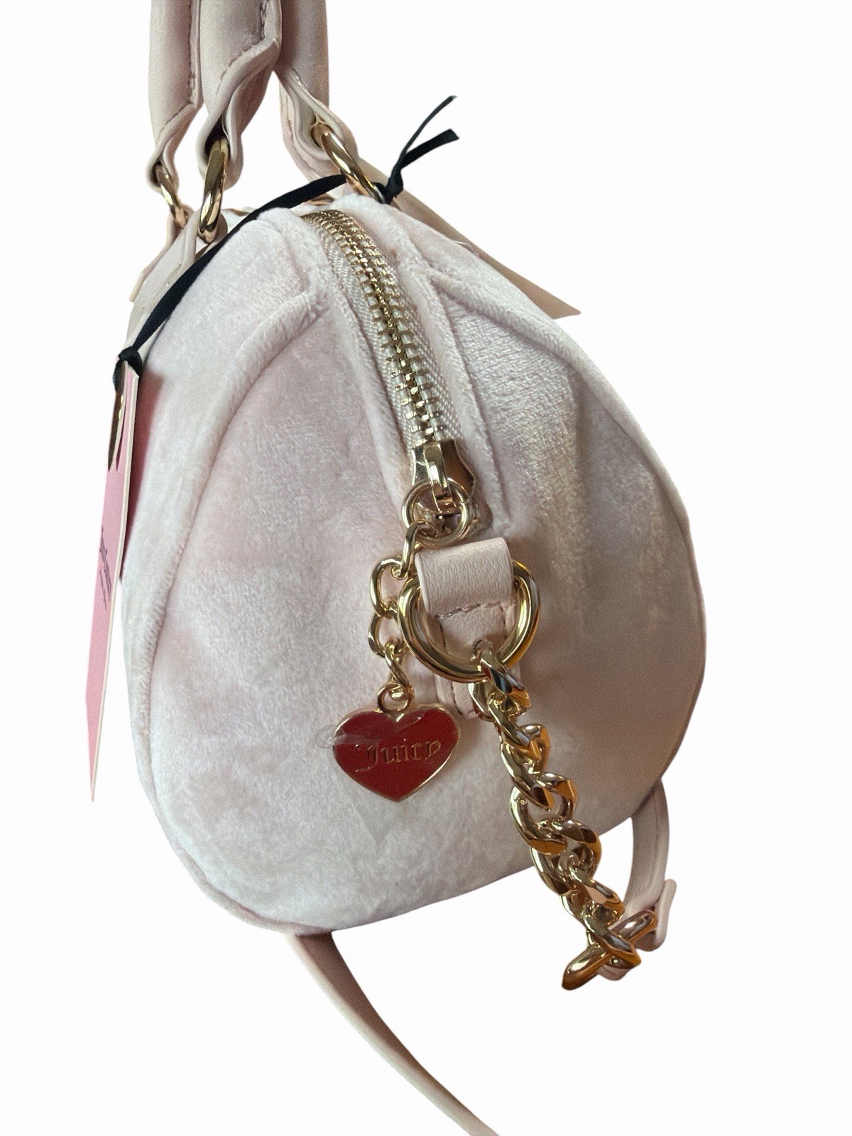 Juicy Couture Sweet Tea Party Satchel Crossbody Bag Pink Clay Embroidery Cherry