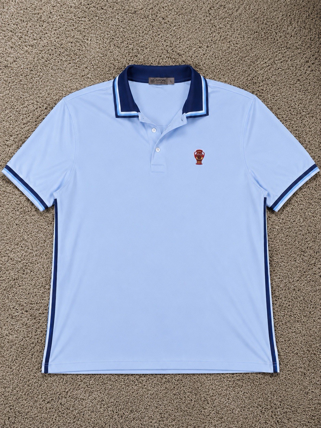 G/FORE G4 Men’s Large Light Blue Performance Golf Polo Shirt Polyamide