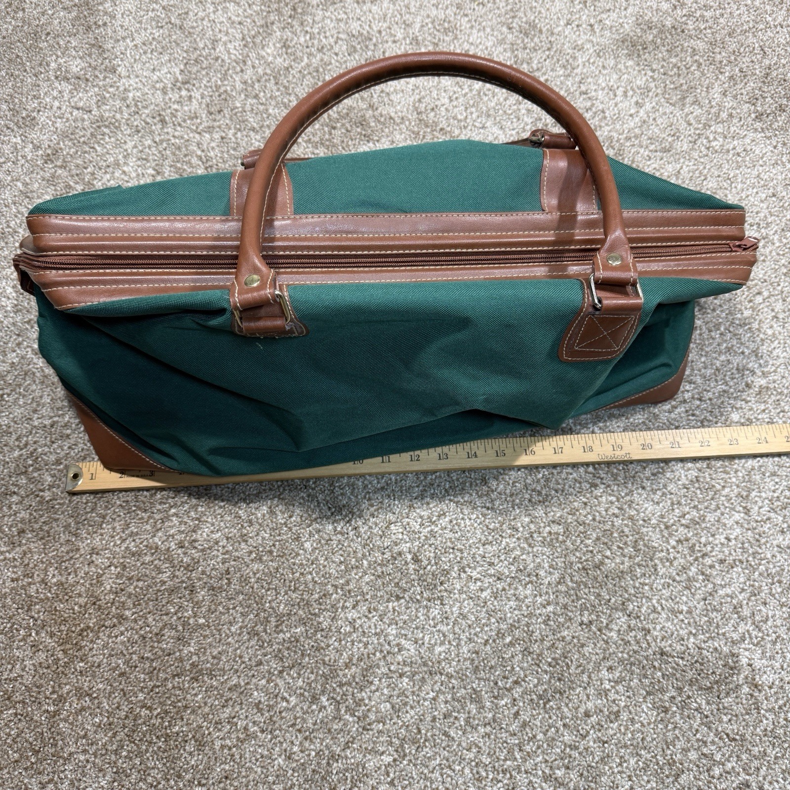Vintage Polo Ralph Lauren Green Duffle Bag Weekend Travel Carry On Tote Suitcase