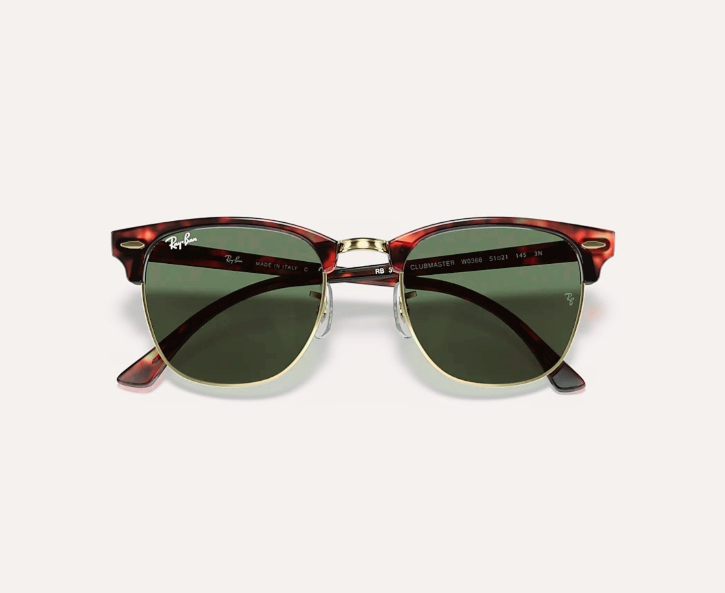 Ray-Ban ClubMaster RB3016 Tortoiseshell/Gold Green Lenses Unisex Sunglasses