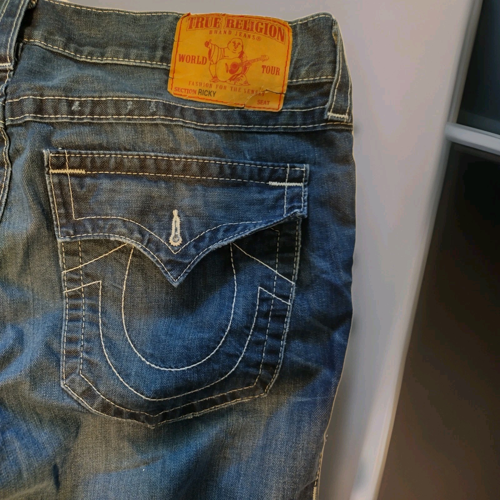 True Religion Jeans World Tour Ricky 36×30″ Blue Cut#60451 RN#112790