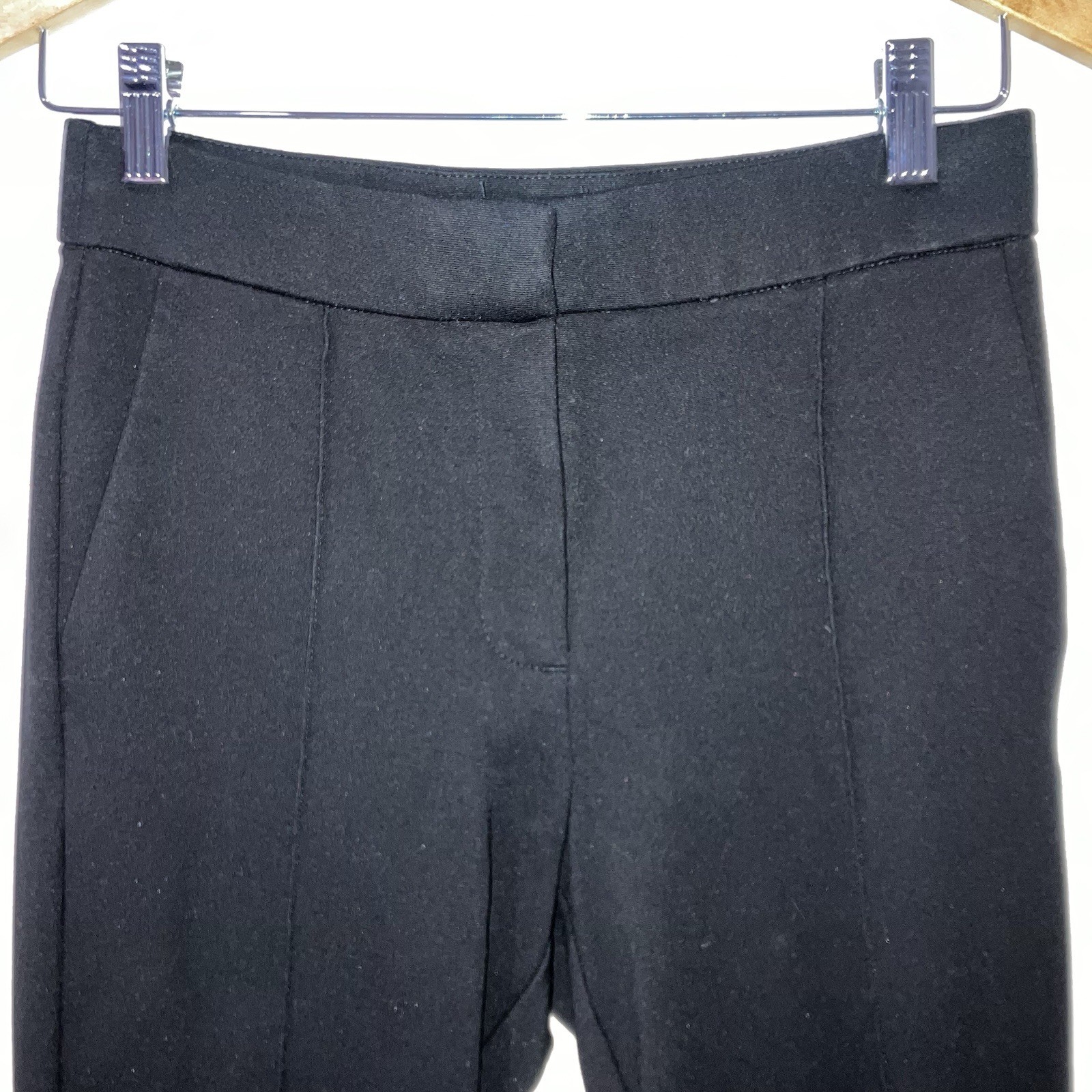 J. Crew Mario Bellucci Italian Cropped Ankle Pants Black Front Leg Seam Sz 2