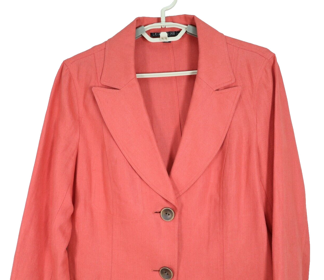 NEW LAFAYETTE 148 Women’s 100% Linen Jacket Long Sleeve Deep Coral Red Size 10