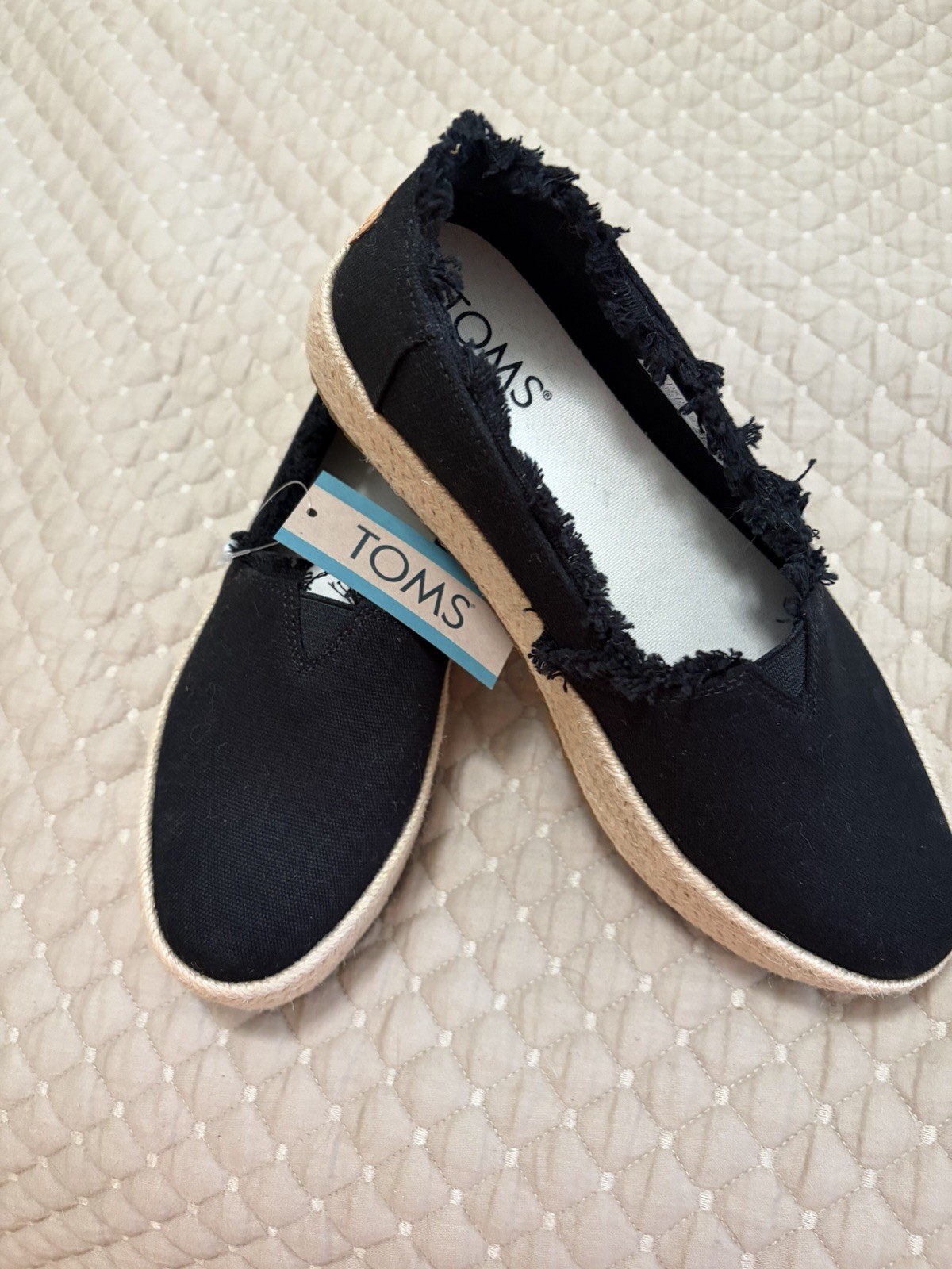 TOMS Women’s Valencia Platform Espadrille Slip-On Black 7.5M