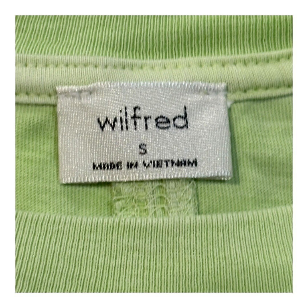 Wilfred Aritzia Ruched Side Tie Top Womens Size S Lime Green Ribbed Cap Sleeve