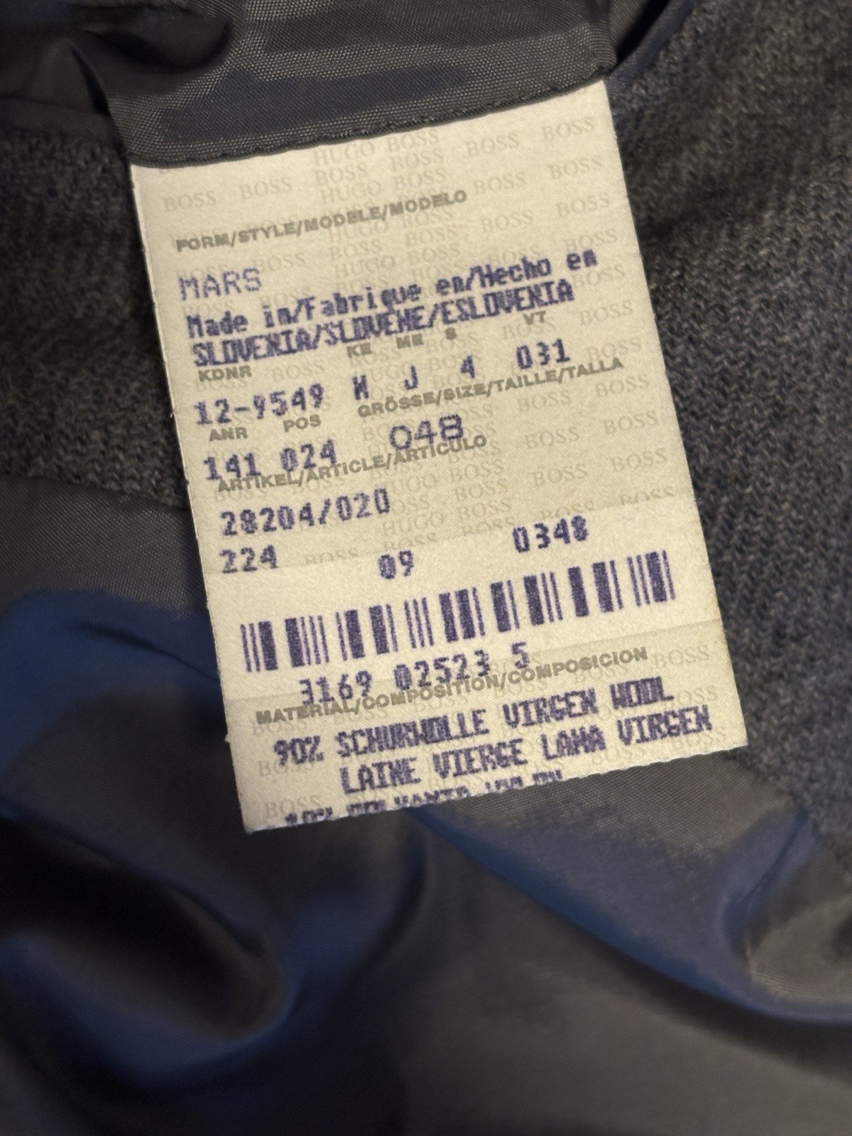 HUGO BOSS GREY Textured Blazer Sport Coat Men’s 3 Button Wool Blend Jacket 44R
