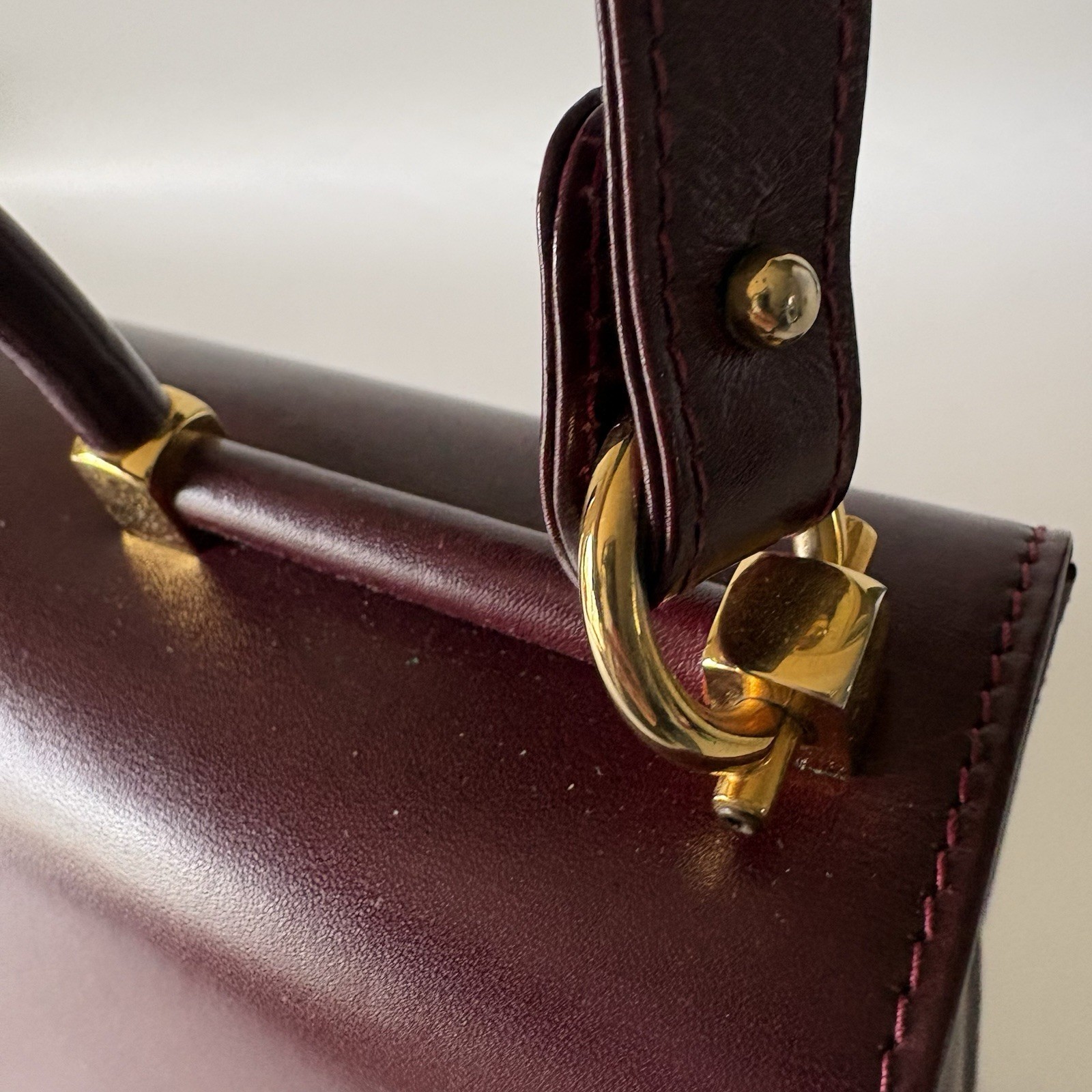 Authentic BALLY Hand bag Burgandy Leather From Japan 01058