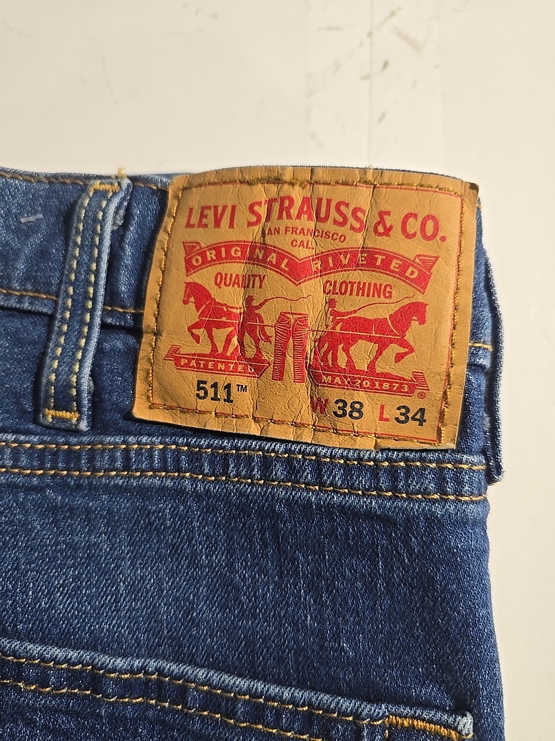 Levi’s 511 Men’s Slim Fit Stretch Sits Below Waist Jeans, Blue, Size 38×34