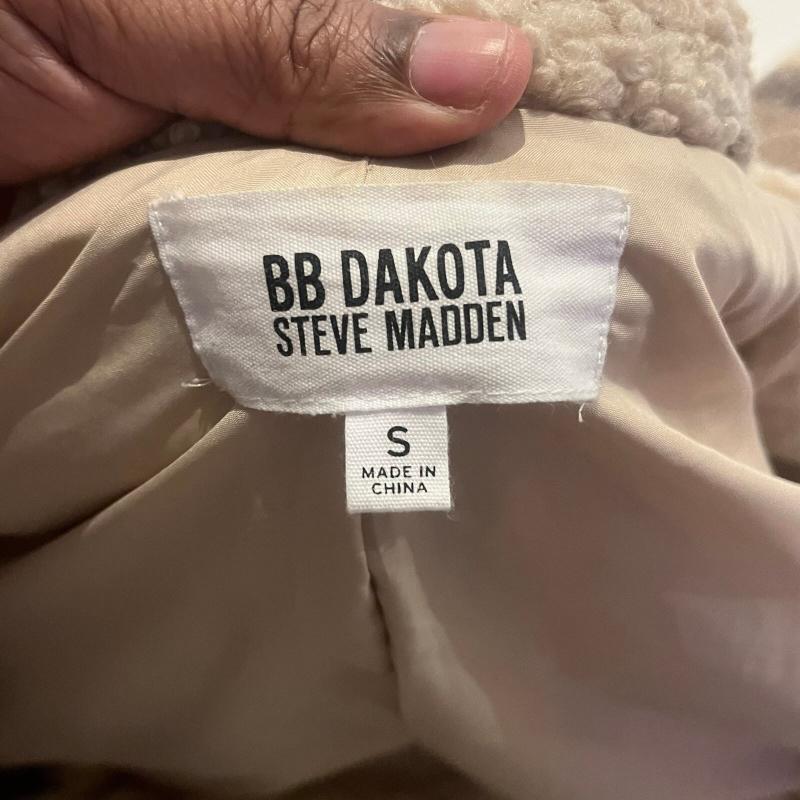 BB Dakota Steve Madden Women Small Plaid To See You Jacket Camel Cropped Sharpa