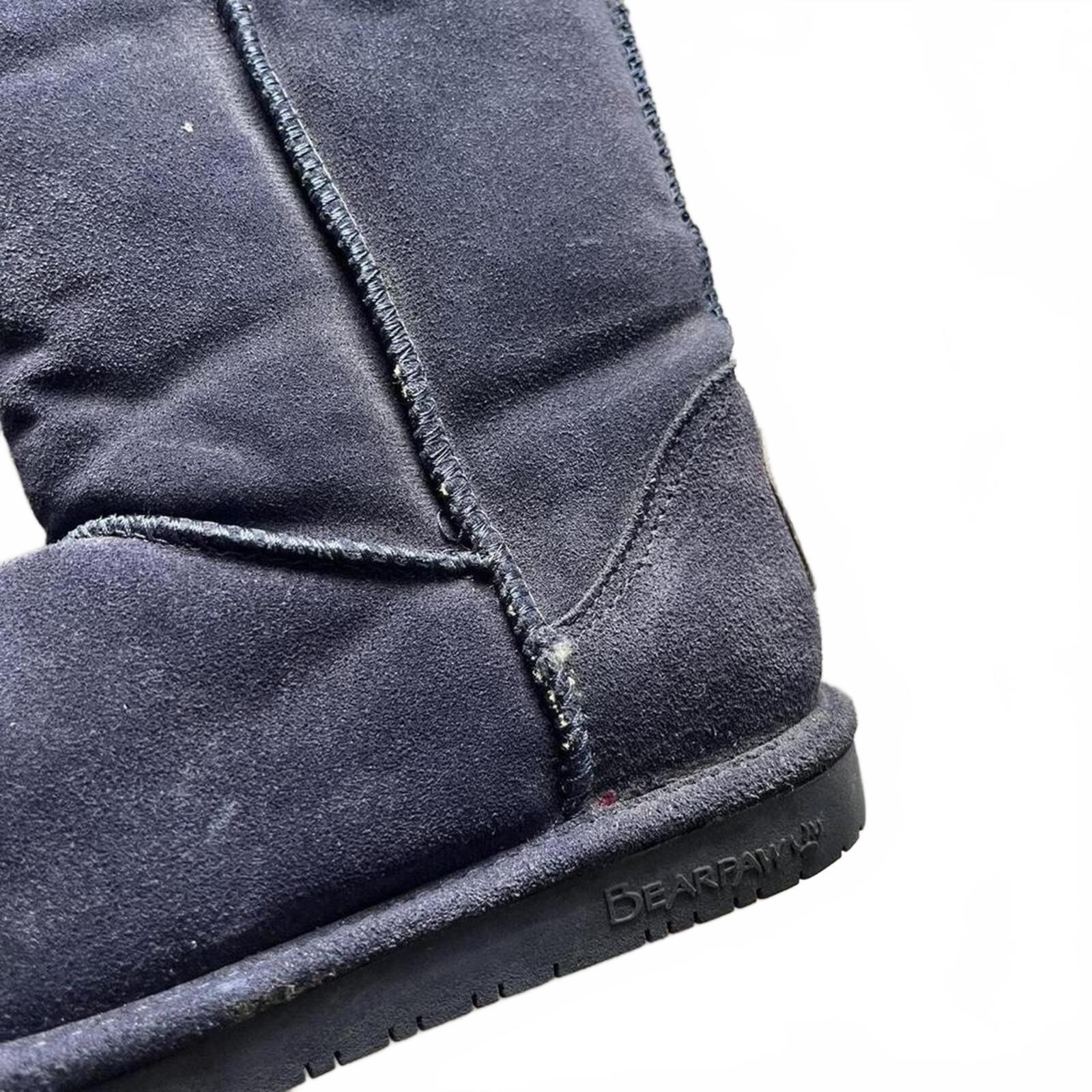 Navy Blue Faux Suede Bearpaw Tall Fleece Lines Boots