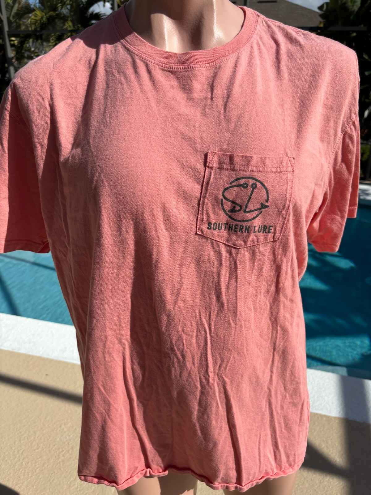 Southern Lure Bronco Surfboard Orange Pocket T Shirt Mens XL