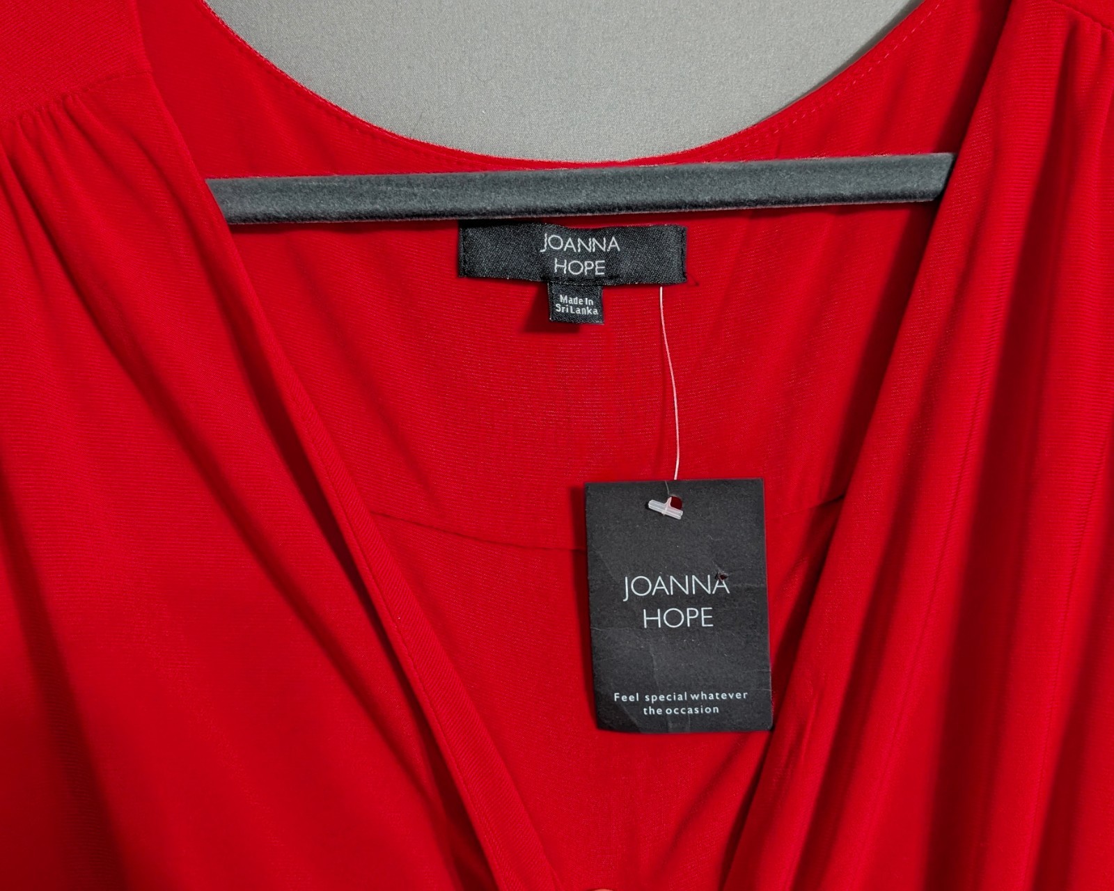 Joanna Hope Red Jersey Faux Wrap Tiered Midaxi Dress Tie Belt Stretchy 18 New