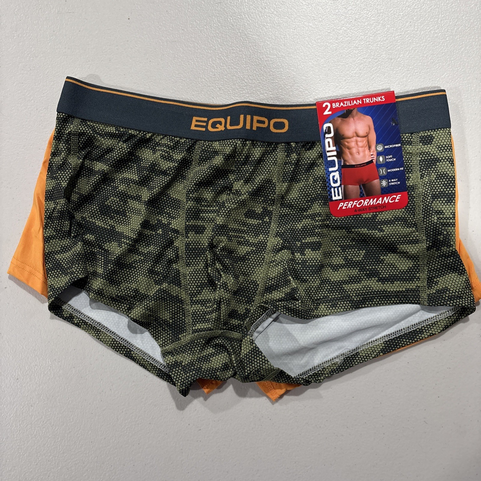 2 Pack Equipo Brazilian TRUNK Brief Underwear Microfiber Stretch Men’s Green L