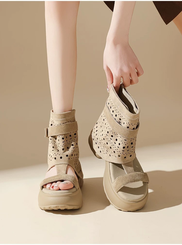 Womens Lady Hollow Out Buckle Gladiator Beach Sandals High Heels Platform Shoes