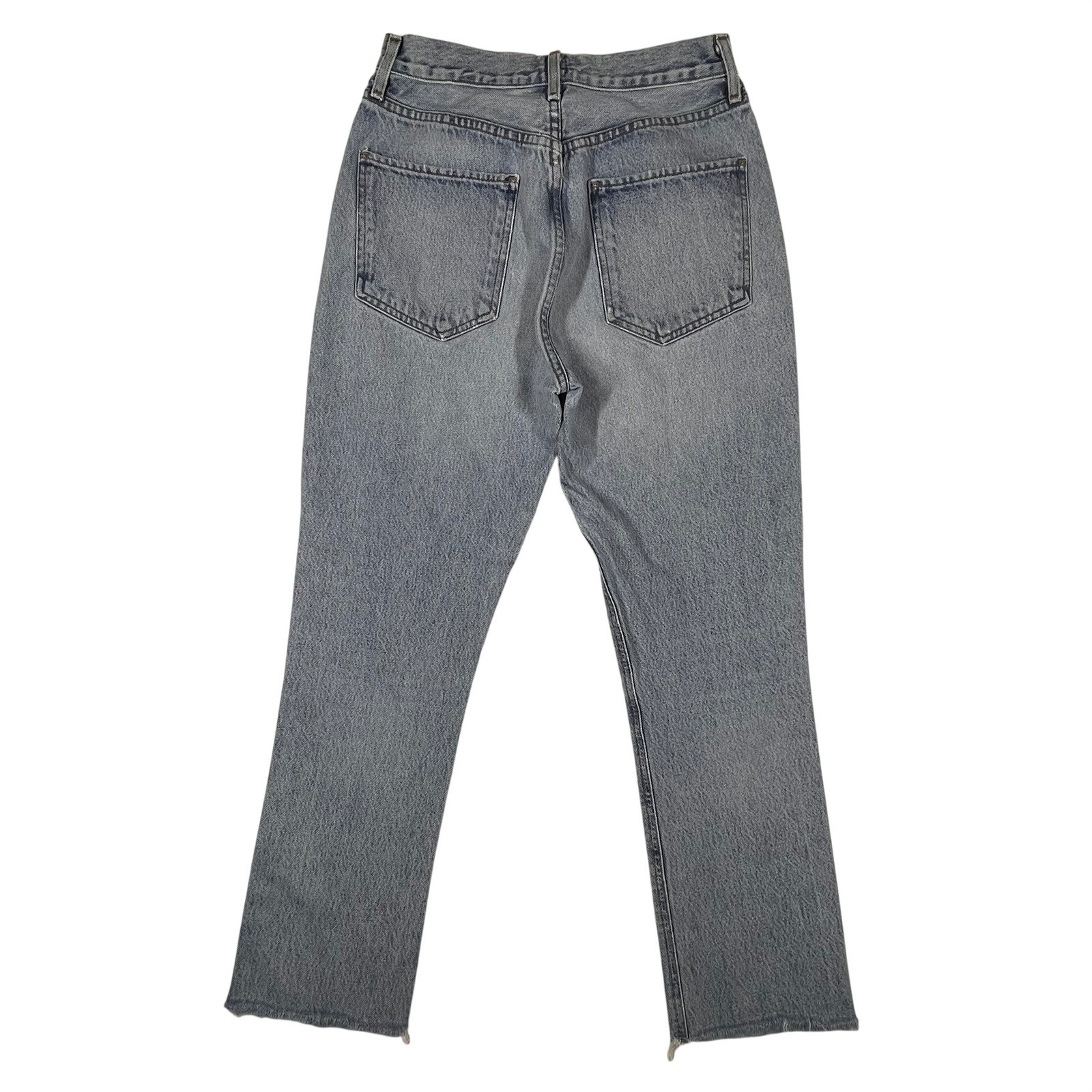 Agolde Riley High Rise Straight Crop Jeans Light Indigo Raw Hem Women’s 27×26