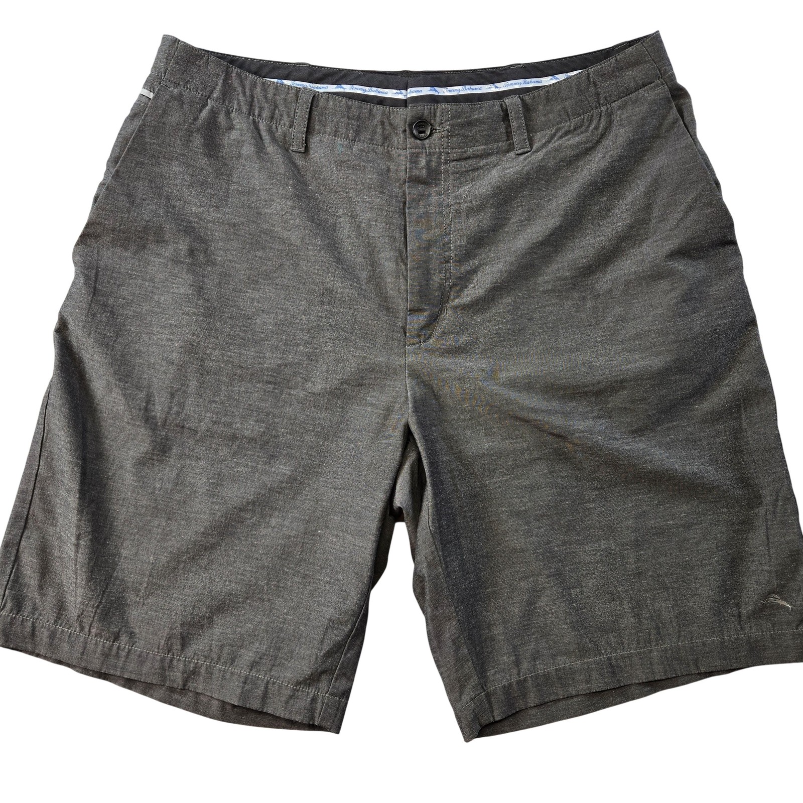 Tommy Bahama Shorts Mens 40 Gray Chino Polyester Cotton Spandex 10in Pockets