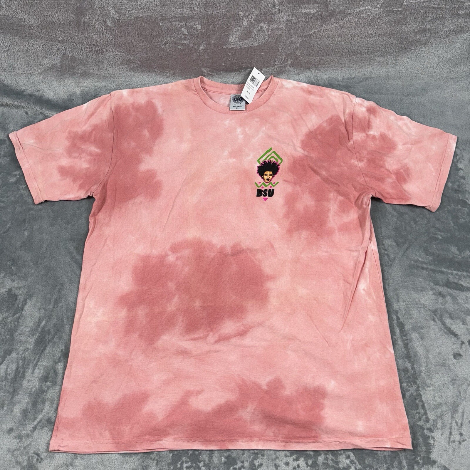 Cross Colours ‘BSU’ Black Student Union Tie-Dye T-Shirt Pink U10017BYT Men’s NWT