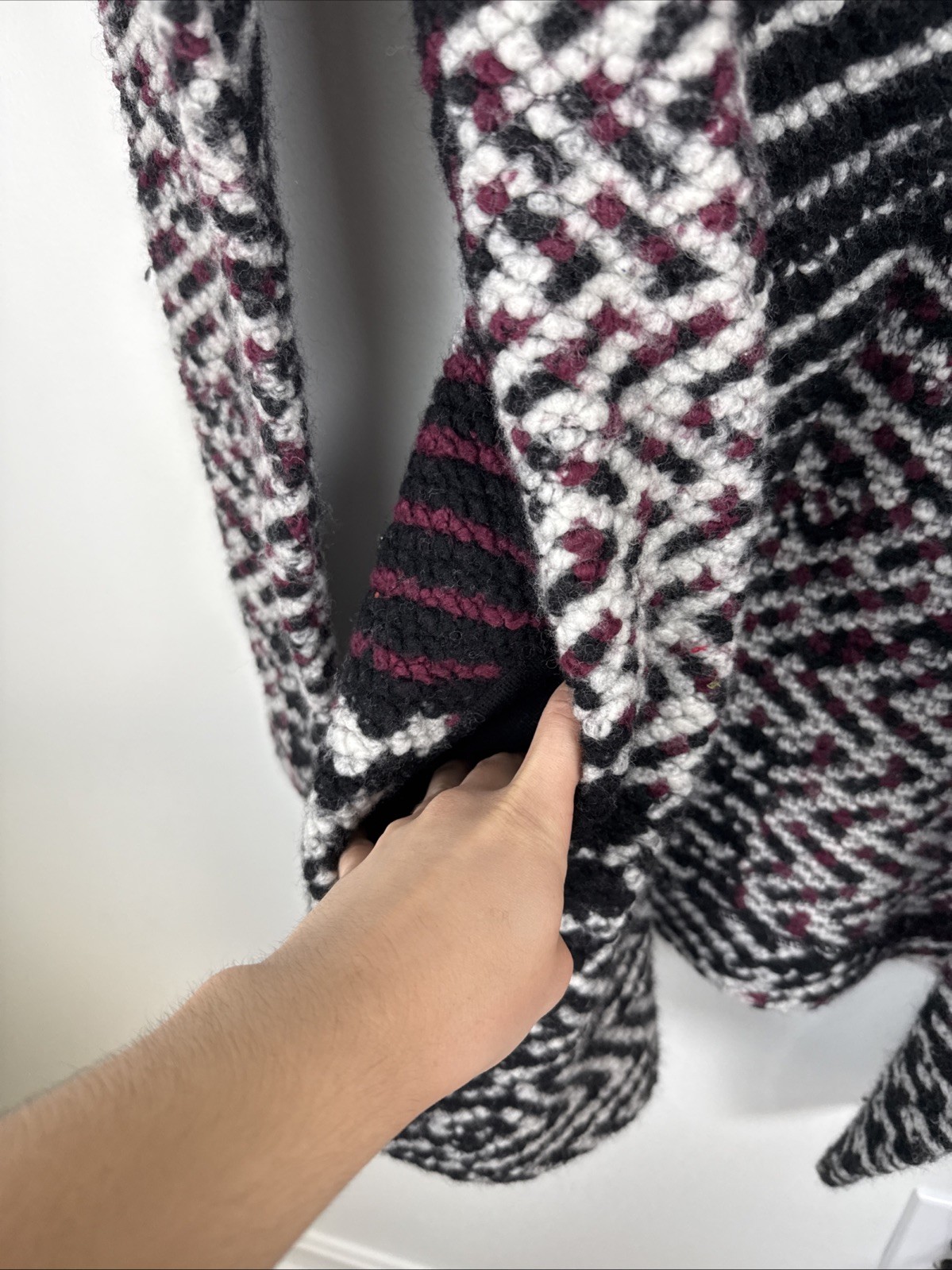 Lucky Brand Womens Size S Waterfall Multicolor Geometric Wool Blend Coatigan