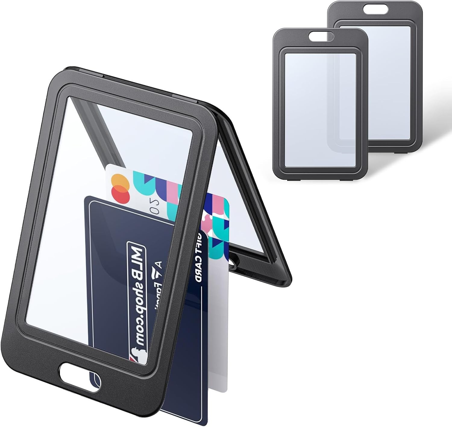 Uniclife 3 Pack ID Badge Holder with Double-Sided Windows Vertical Hard Plastic