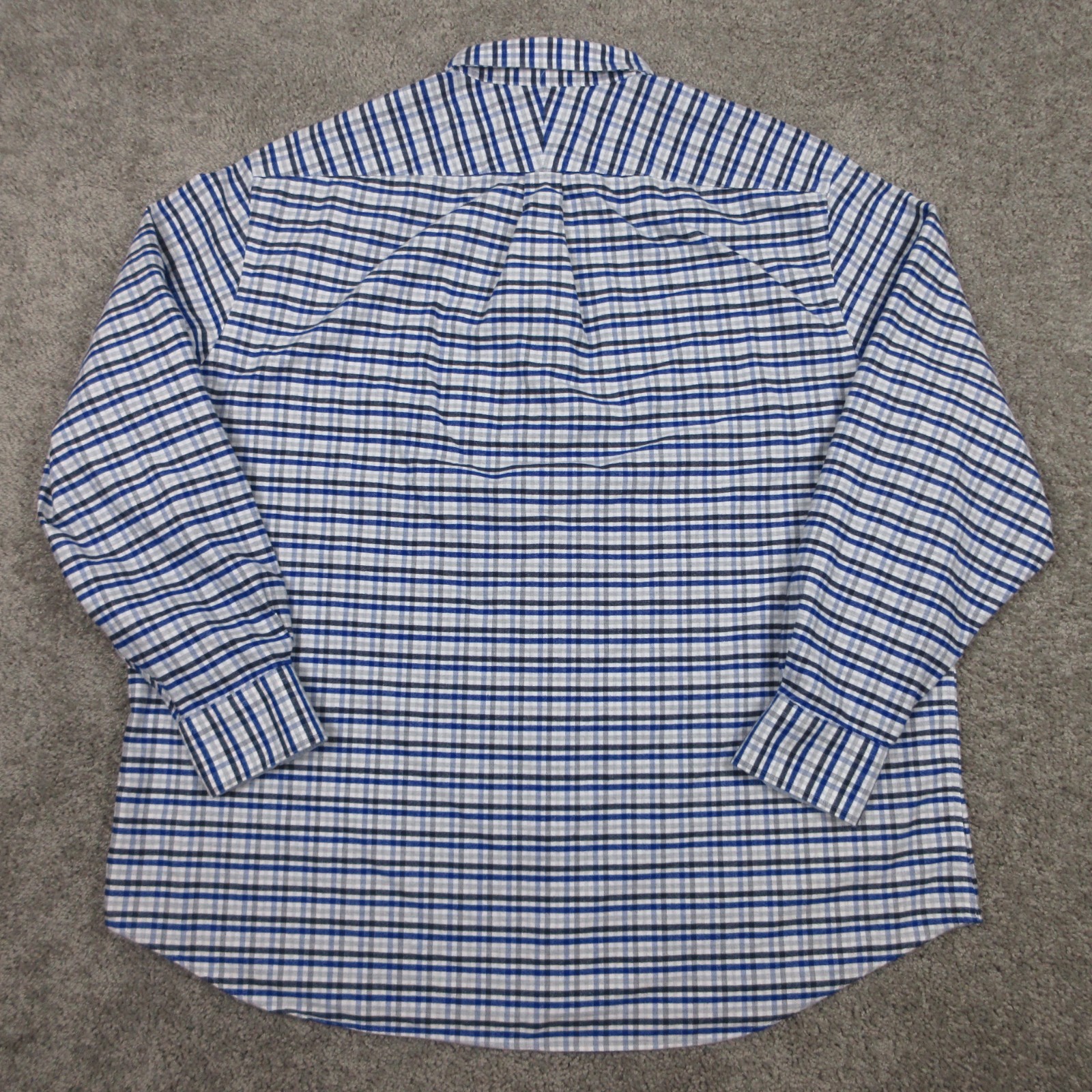 Charles Tyrwhitt Shirt Mens 3XL Blue Plaid Oxford Cloth Flip Cuff Button Up EUC