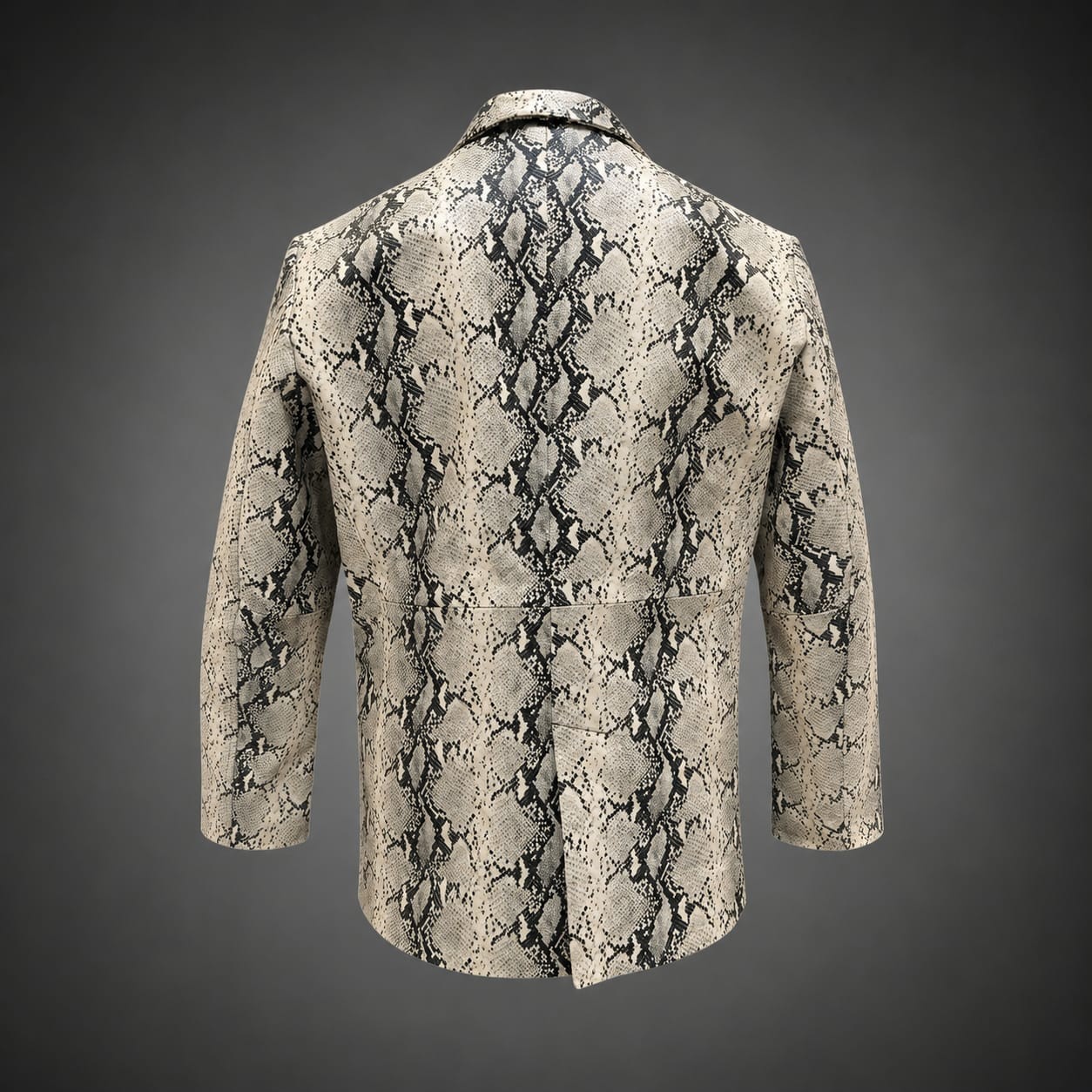Mens Leather Coat Snake Skin Print Blazer Jacket Python Print Party Coat Premium