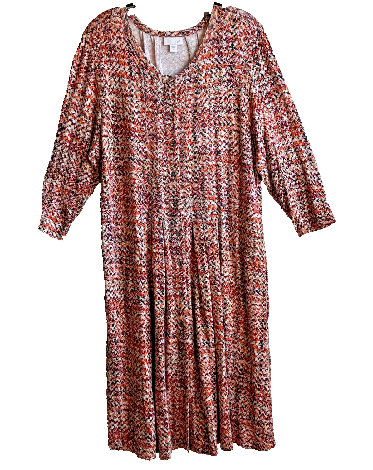 NEW! JJill All Occasions Brown/Orange Dress Petite Size 14 w/ 3/4″ Sleeve