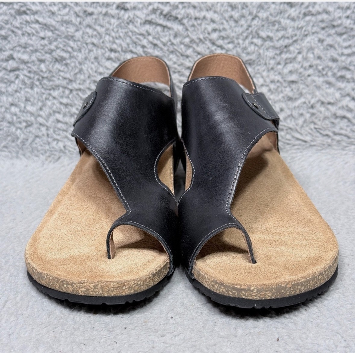 Taos Fame Womens Size 41 US 10-10.5 Sandals Shoes Black Leather Wedge Ankle