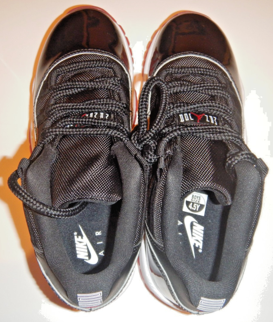 Air Jordan 11 Retro Low Bred GS Size 4.5Y New No Box Black Red White