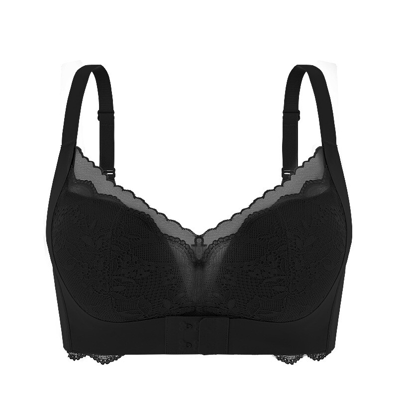 100% Silk Lining Women Bra Lace Front Closure Push Up Wireless Bralette Set