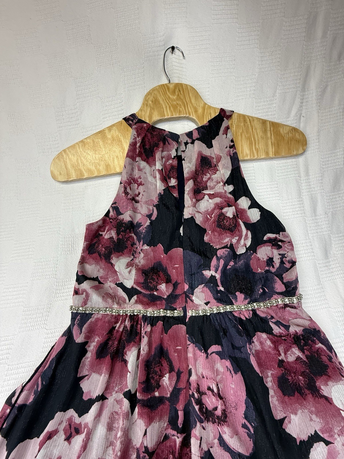 Womens High-Neck Chiffon Floral A-Line Dress Crystals Fairy 18 Wedding Bohemian