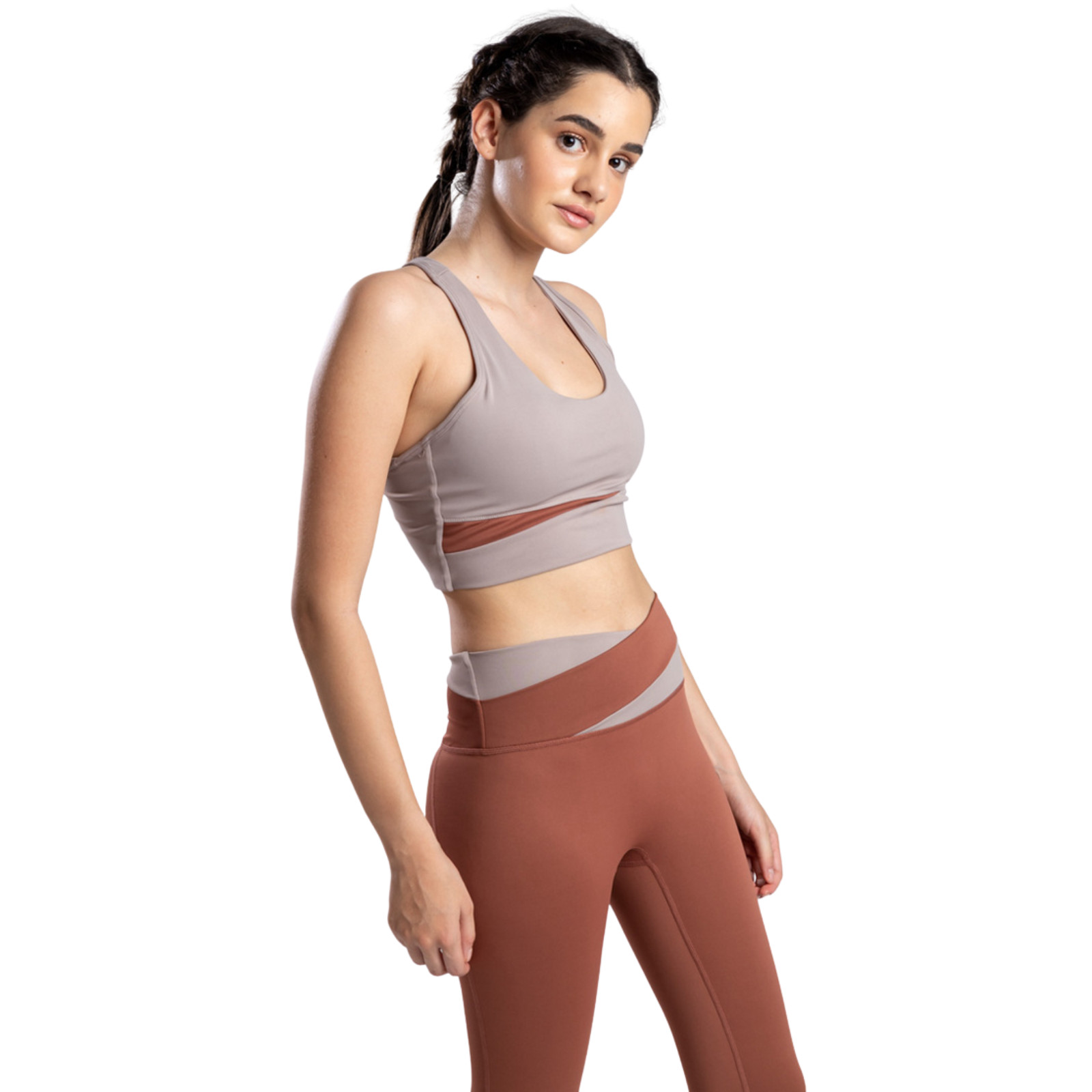 Desert Dream Two-Tone Athleisure Set Women Yoga Workout Bra Leggings Outfit