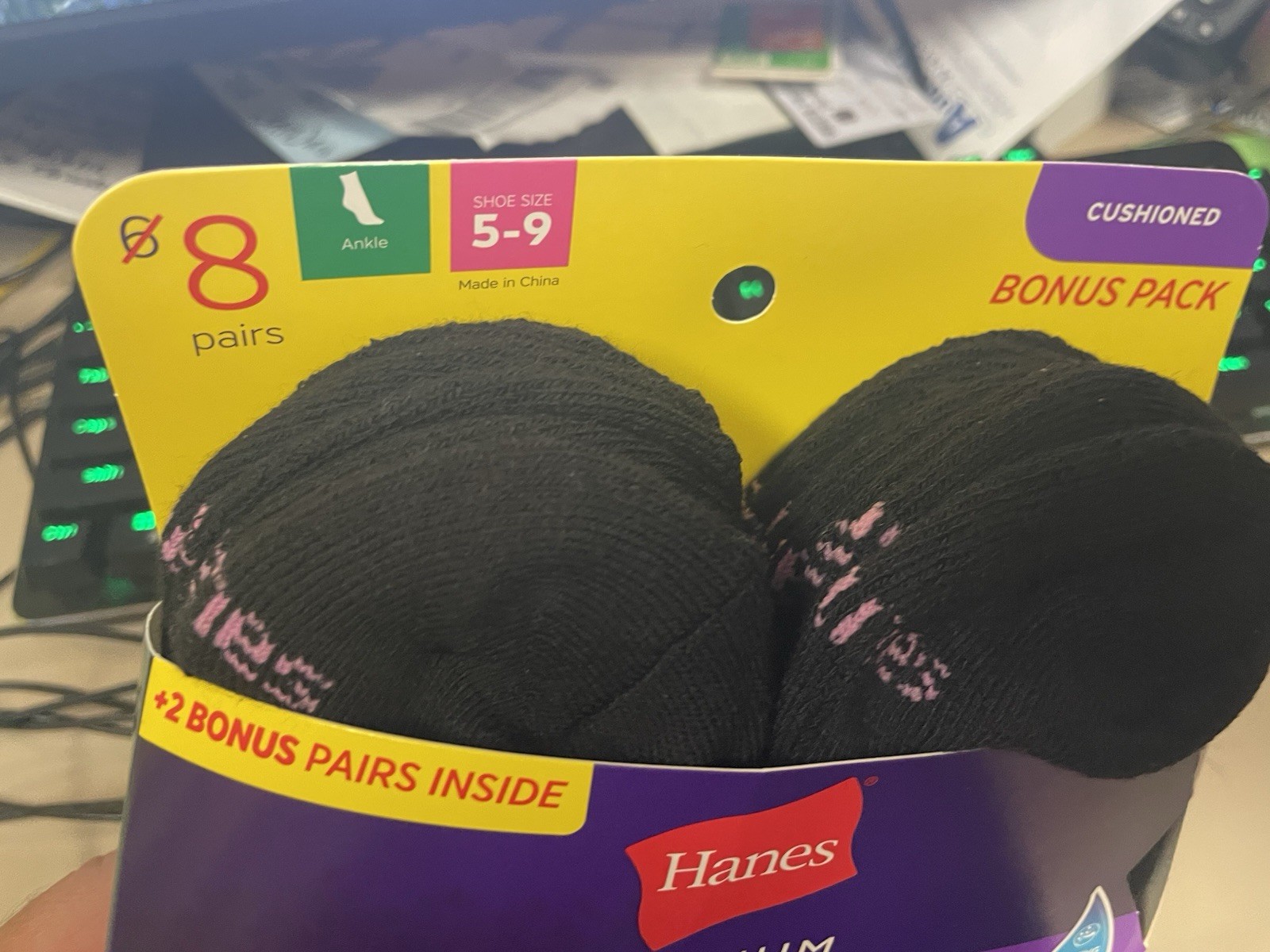 8 Pairs Womens Hanes Premium Cool Comfort Cushioned Ankle Socks Shoe 5-9