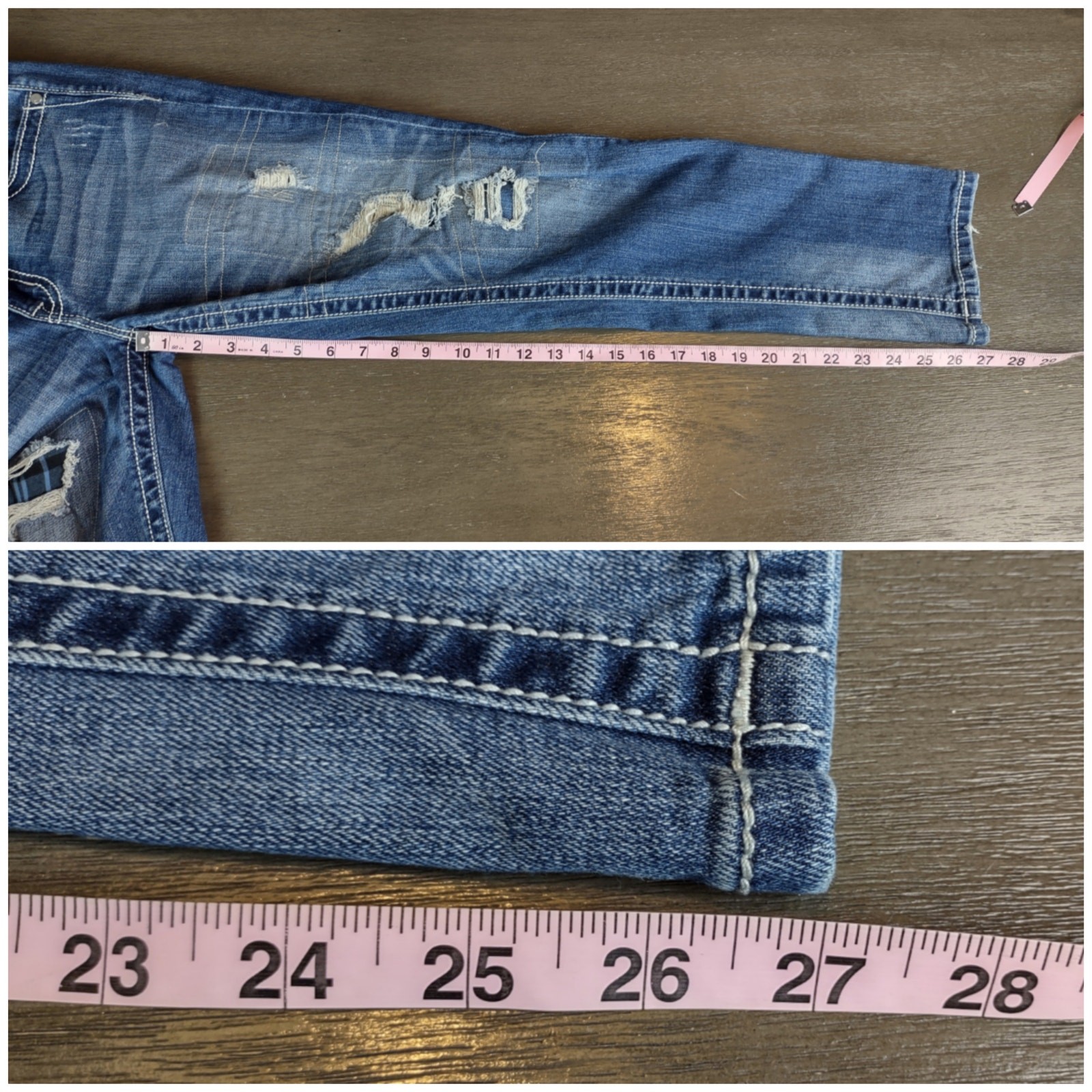 Miss Me Torn Contrast Destoyed Patch Boyfriend Ankle Jeans JB5151A329 Size 27