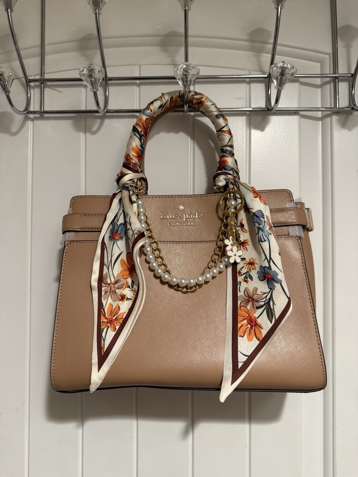 NWT Kate Spade Staci Medium Satchel Saffiano Leather Light Fawn WKRU6951