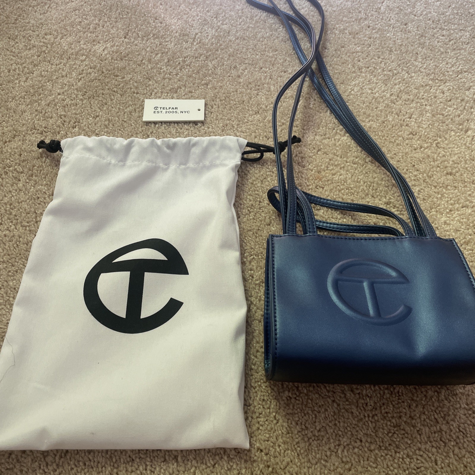 Telfar Small Shopping Bag Cobalt Blue Crossbody Tote Authentic Vegan Leather