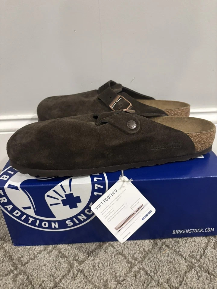 Birkenstock Boston Soft Footbed Suede Leather Clog Shoes – Mocha