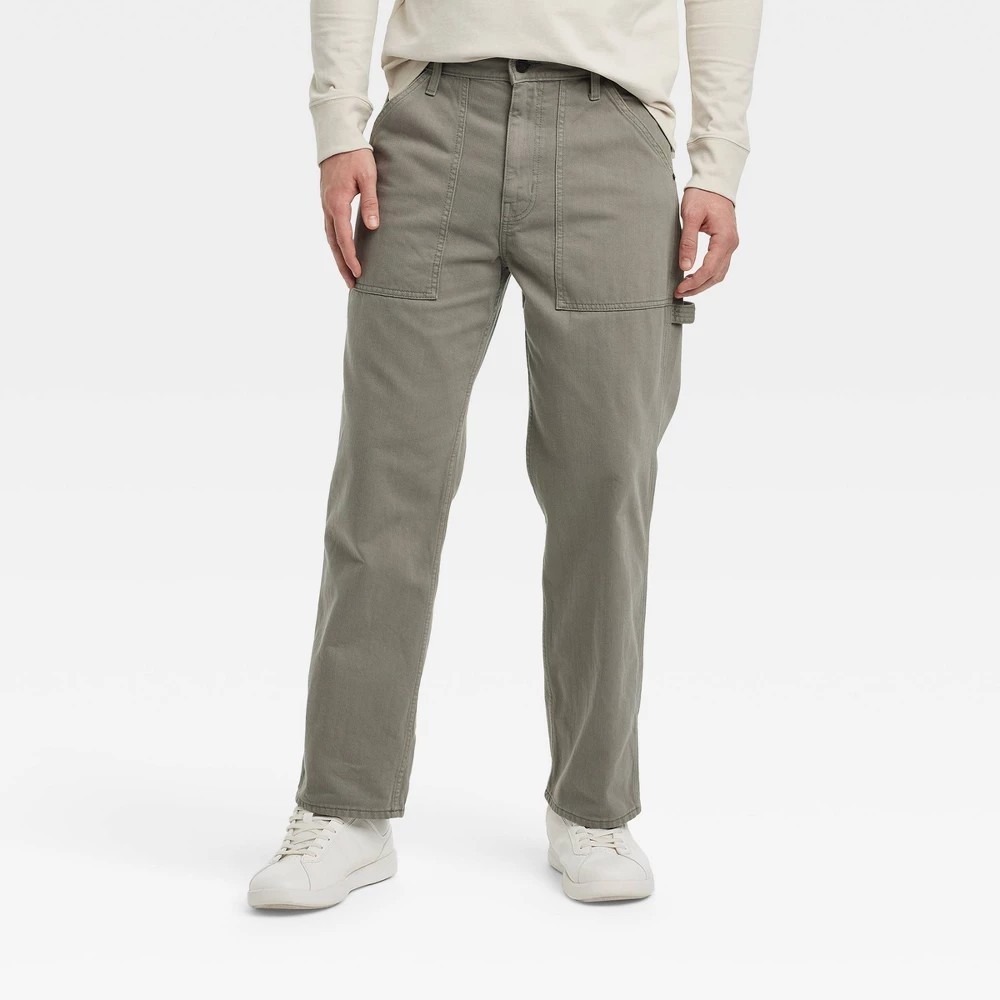 Men’s Vintage Relaxed Straight Fit Utility/Carpenter Pants Midweight Denim
