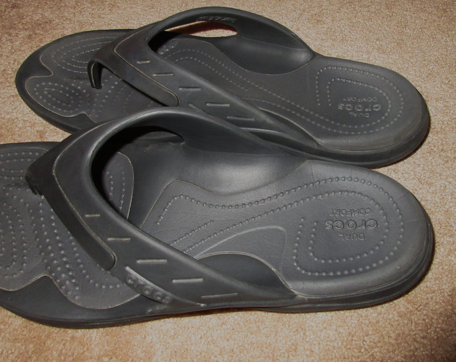Crocs Dual Comfort Modi Sport Slip On Thong Flip Flops Sandals Black W 9 M 7