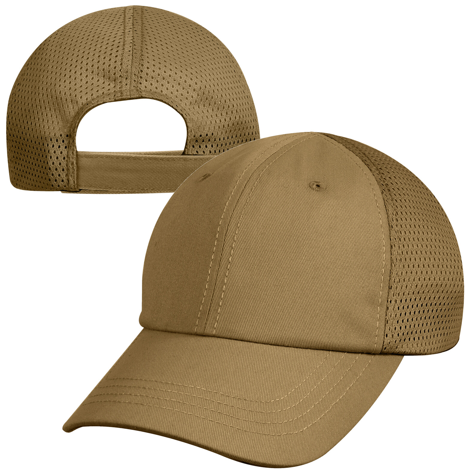 Coyote Brown Mesh Back Tactical Cap Lightweight Adjustable Baseball Hat