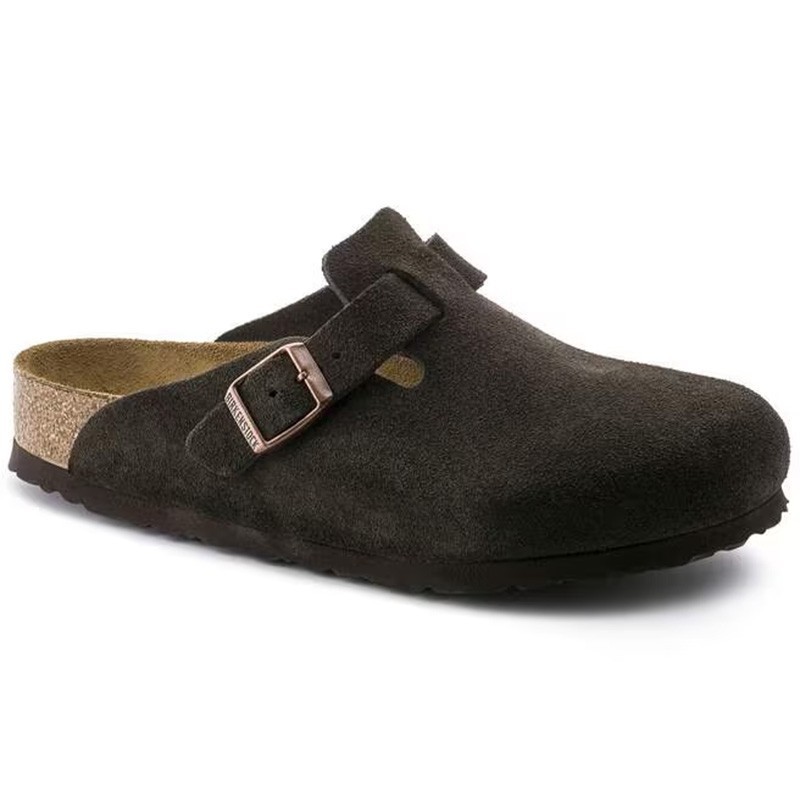 Birkenstock Boston Mocha Suede Leather Soft Footbed Unisex Clog Shoes All Sizes