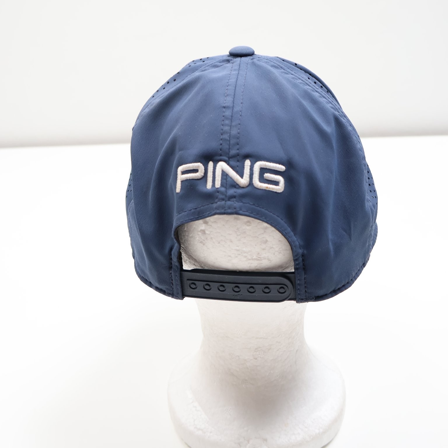PING Hat ONE TEN FLEXFIT TECH Men’s Adjustable Navy Blue Perforated Golf Cap