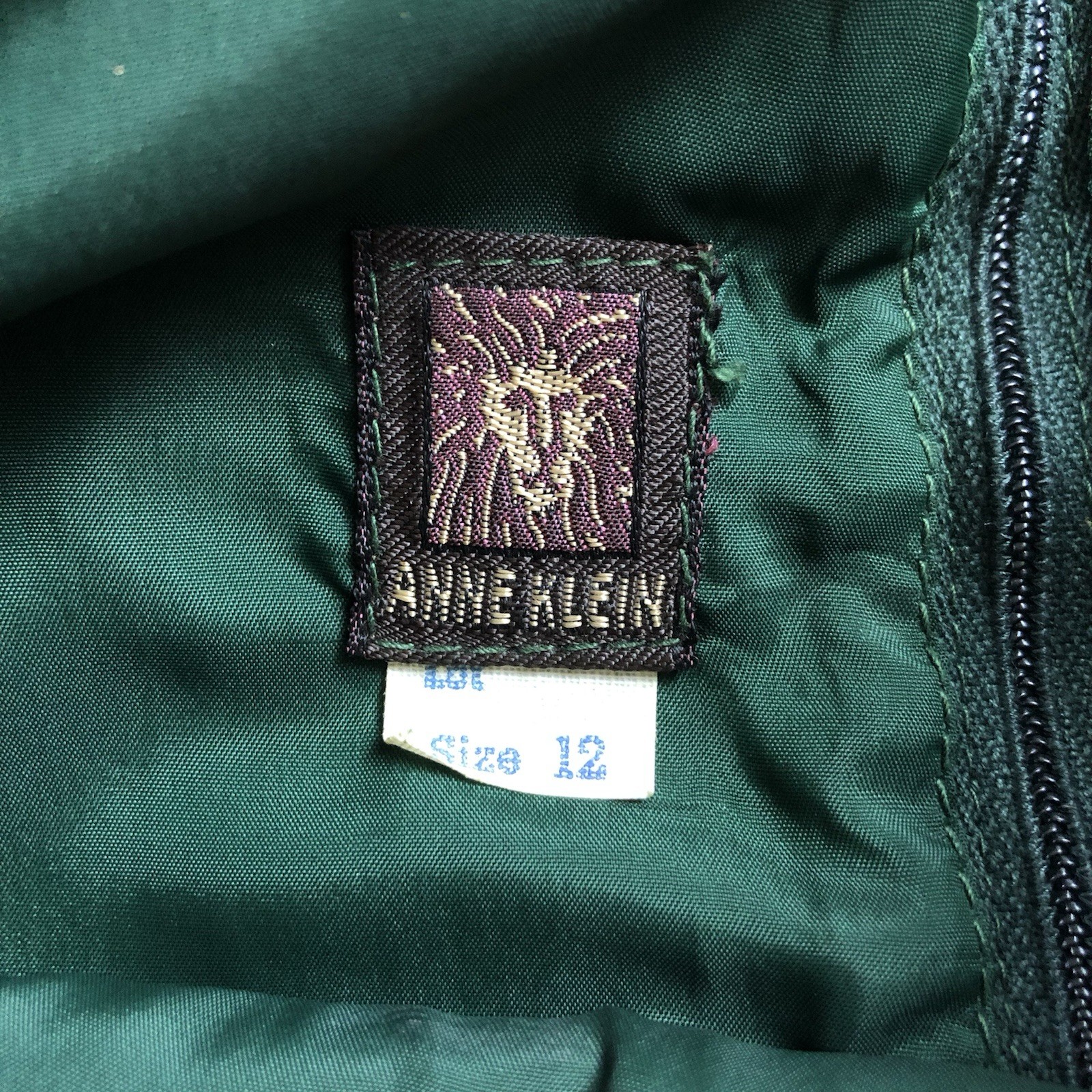 Anne Klein Vintage Green Suede Leather Mod Shift Dress Size 12 60s 70s Pockets