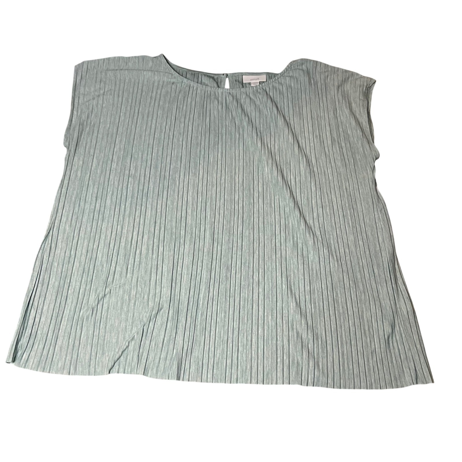Pure Jill J. Jill Pleated Cap Sleeve Top Sage Green Petite Large Keyhole Back