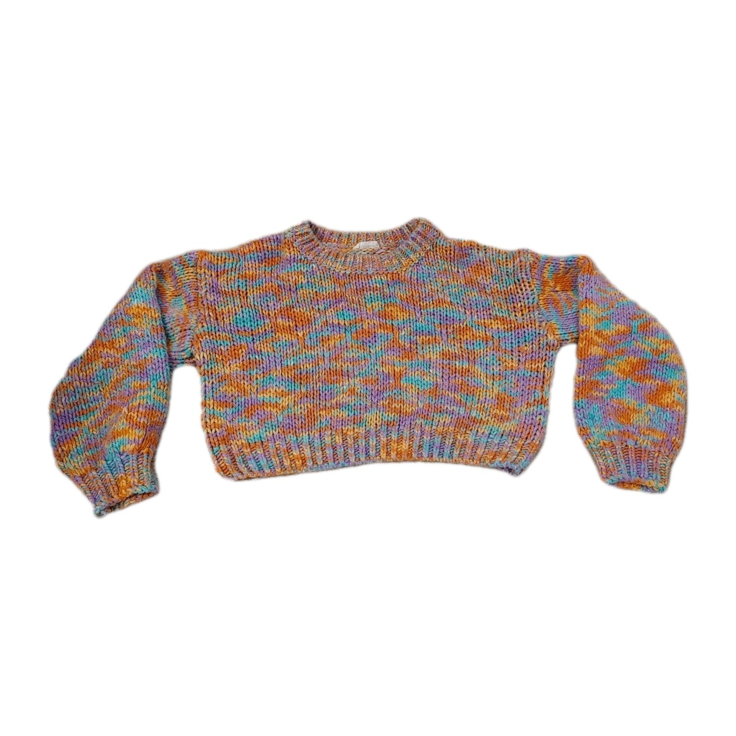 Storia Sweater Rainbow Confetti Crew Cropped Chunky Sweater Women’s Size Medium