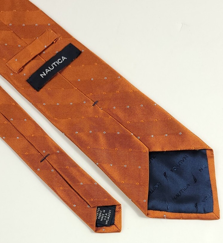 Nautica Neck Tie – Orange w/ polka dots Classic Length 57″-60.