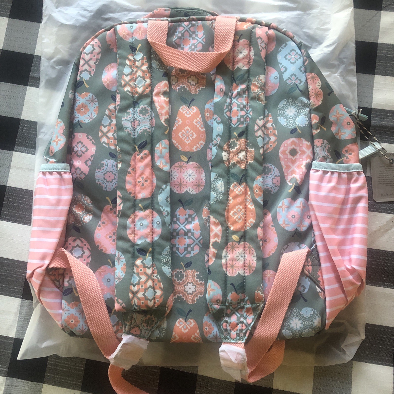 NEW girls MATILDA JANE CeCe Apple Print Backpack green peach ruffles