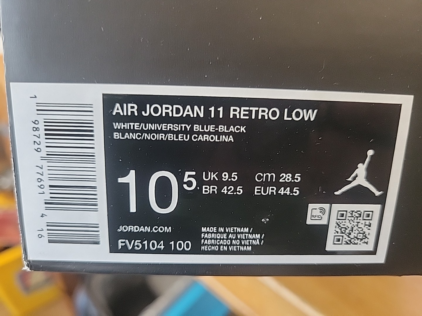 Nike Air Jordan 11 Retro Low Shoes White University Blue FV5104-100 Men 10.5 NEW