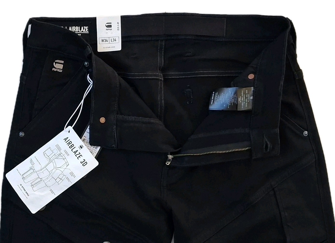 G Star Raw Airblaze 3D Slim Jeans Mens 34 X 34 Stretch Premium Denim Black $230