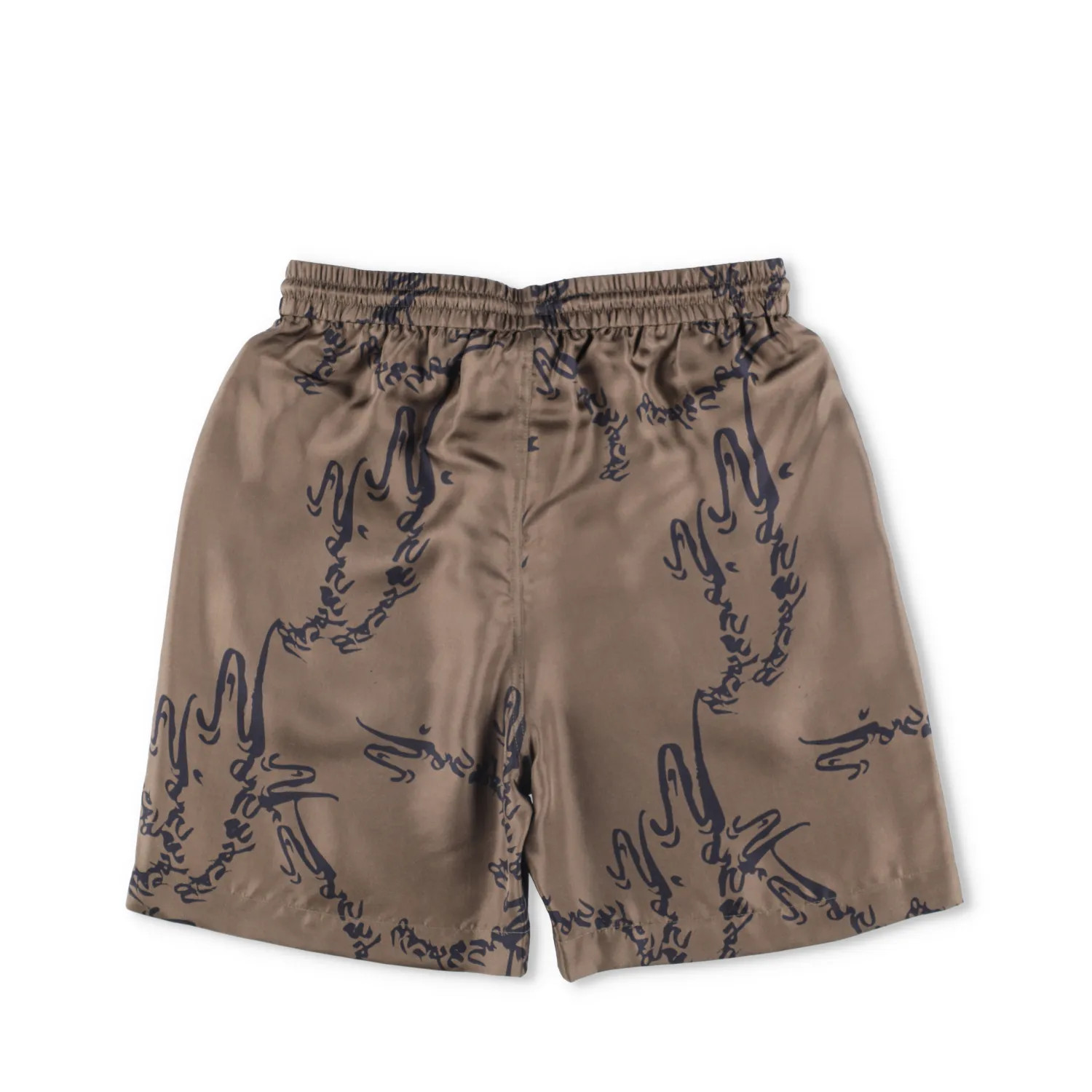 NANUSHKA Mens Twill Silk Bermuda Shorts Logo Drawstring Brown Size S RRP 415